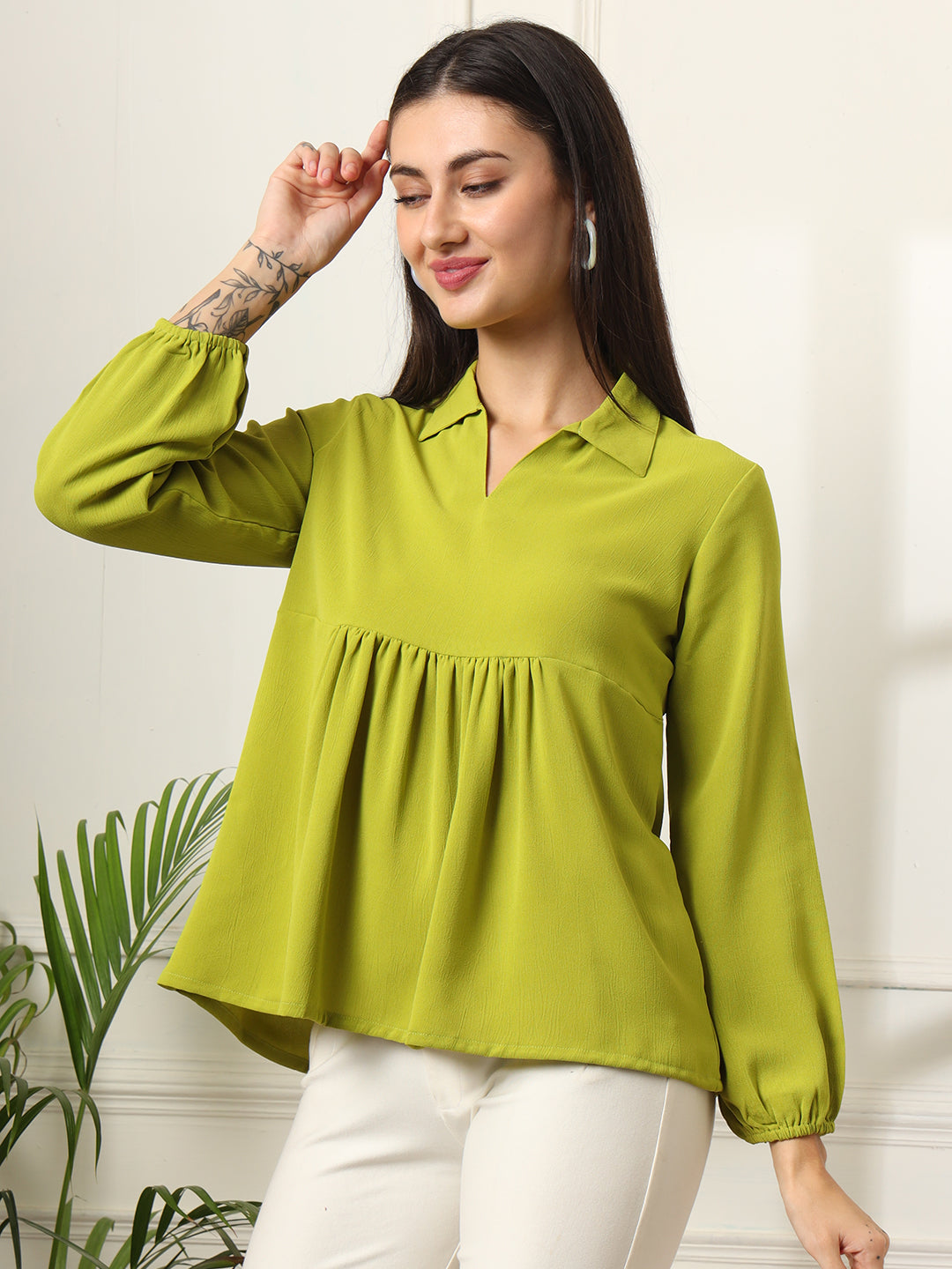 casual regular sleeves solid women maroon top 1