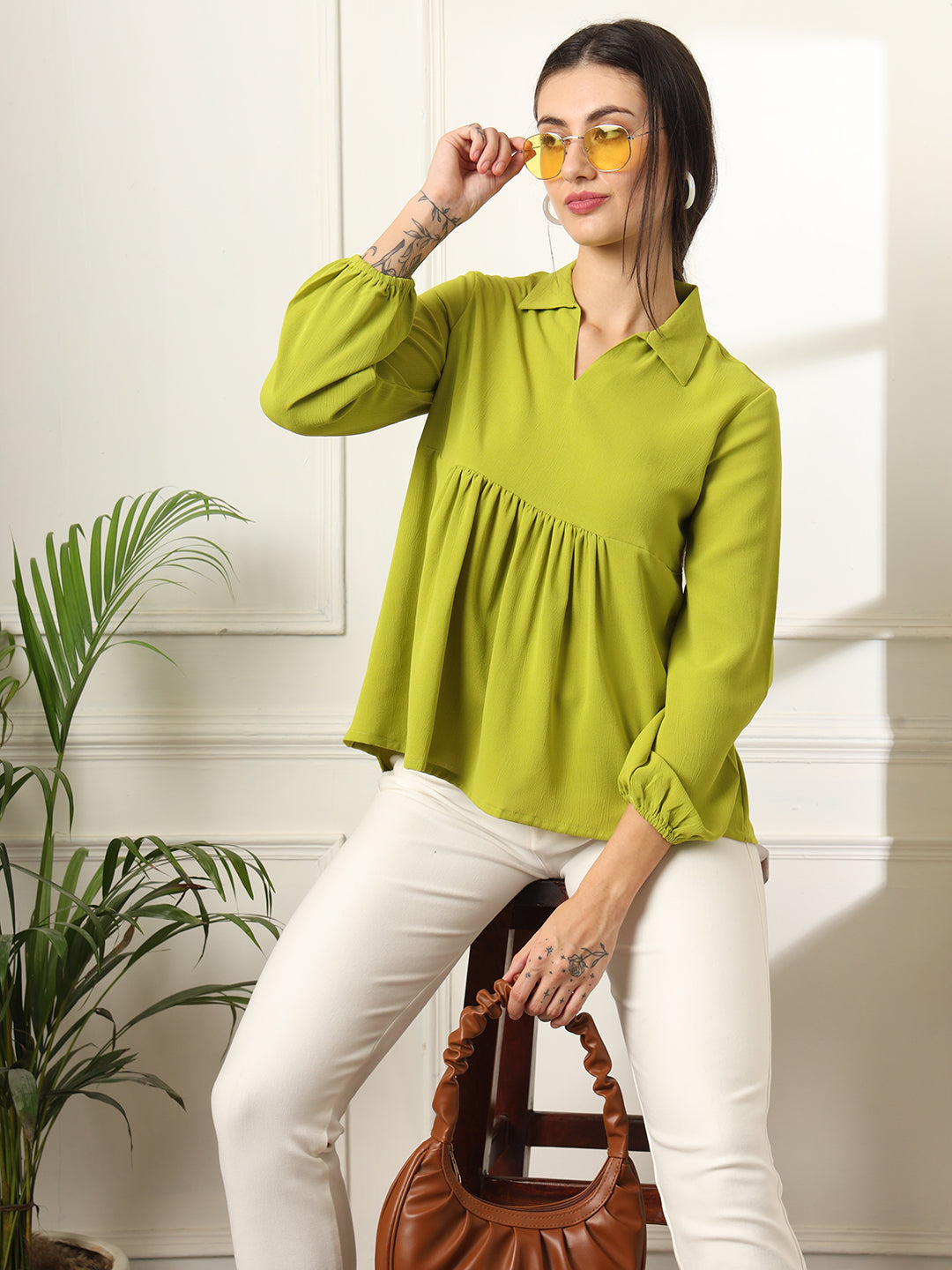 casual regular sleeves solid women maroon top 1