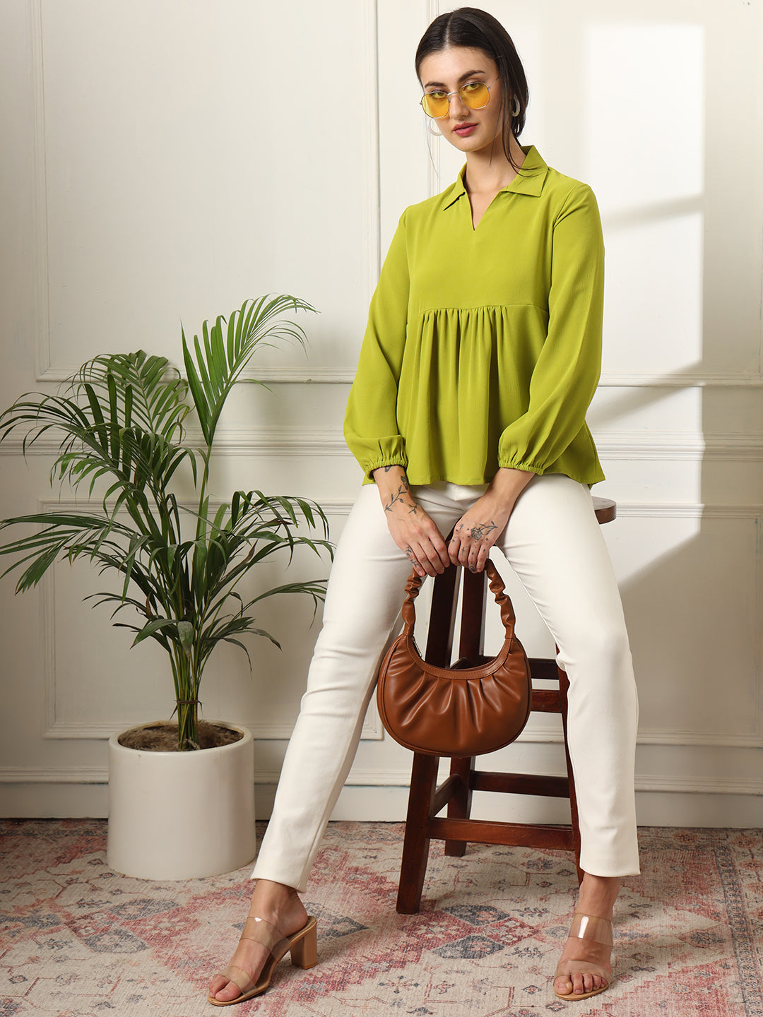 casual regular sleeves solid women maroon top 1