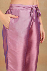 lavender silk blend straight kurta pant with dupatta 