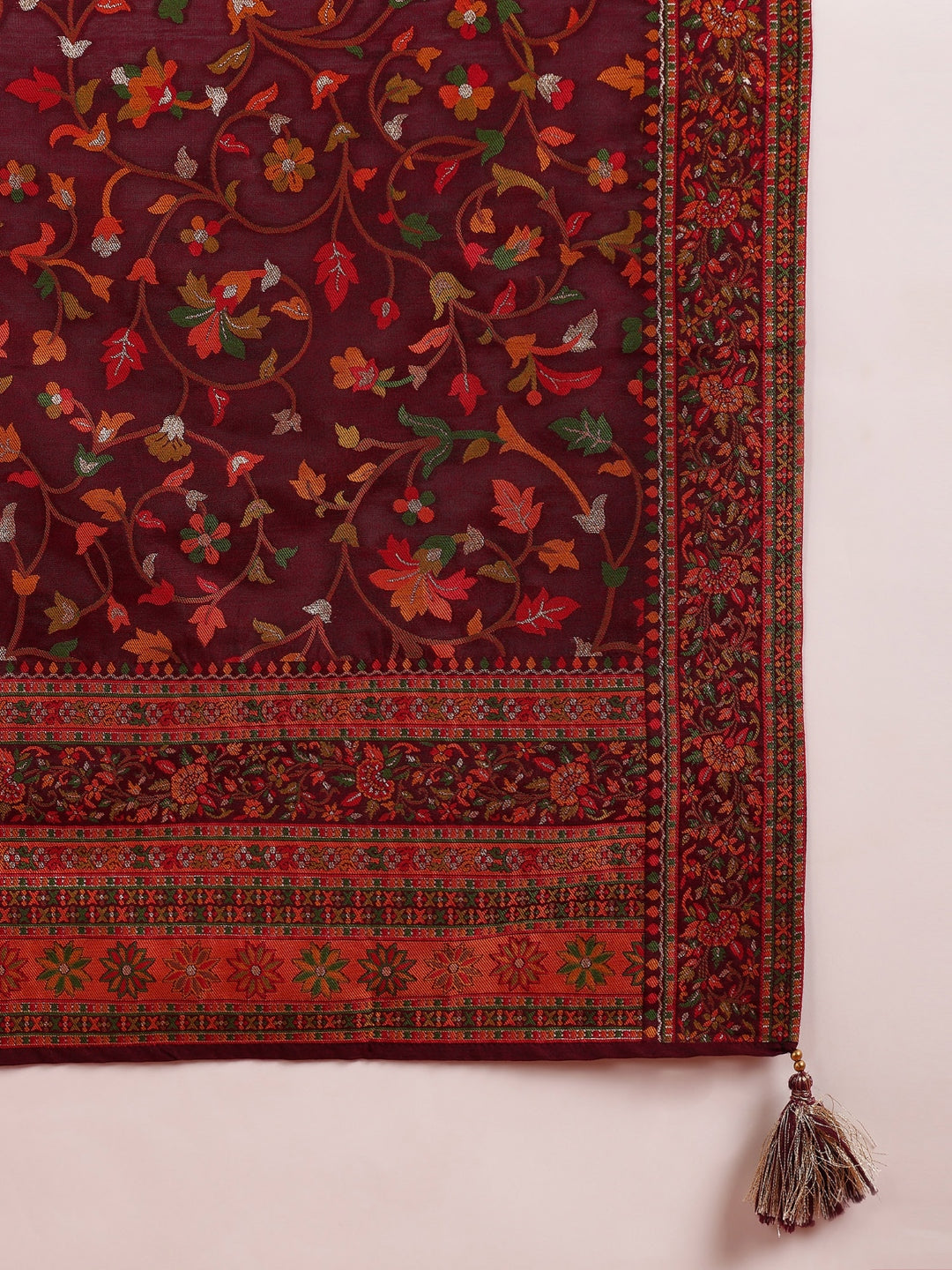 silk blend wine jacquard straight kurta pant with dupatta pkskd1954