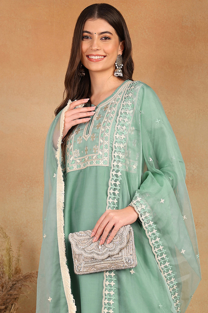 sea-green-silk-blend-solid-embroidered-flared-style-suit-set-pkskd2142