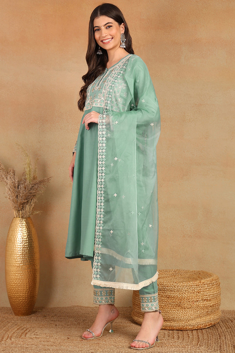 sea-green-silk-blend-solid-embroidered-flared-style-suit-set-pkskd2142