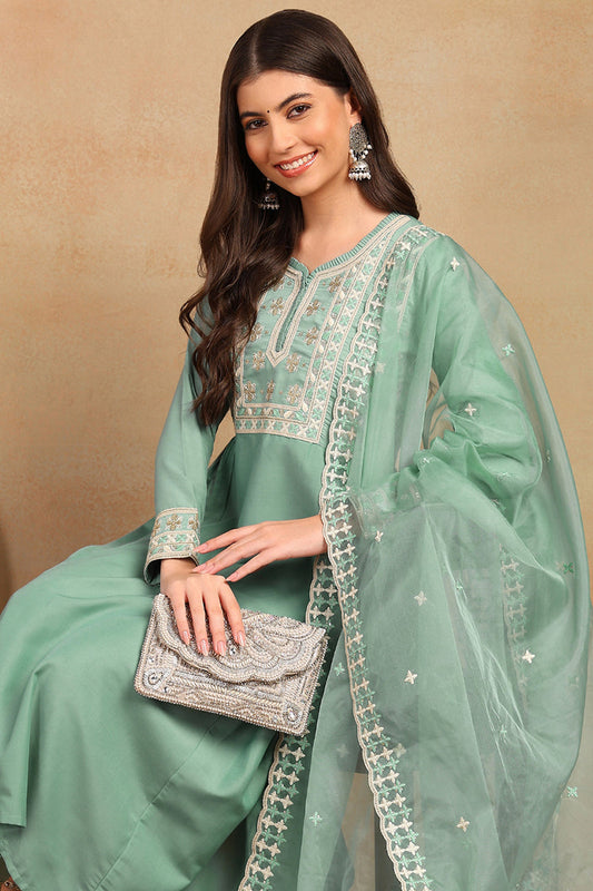 sea-green-silk-blend-solid-embroidered-flared-style-suit-set-pkskd2142