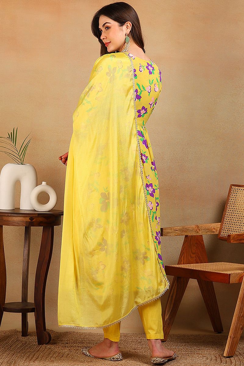 yellow-poly-georgette-floral-printed-flared-empire-suit-set-pkskd2196