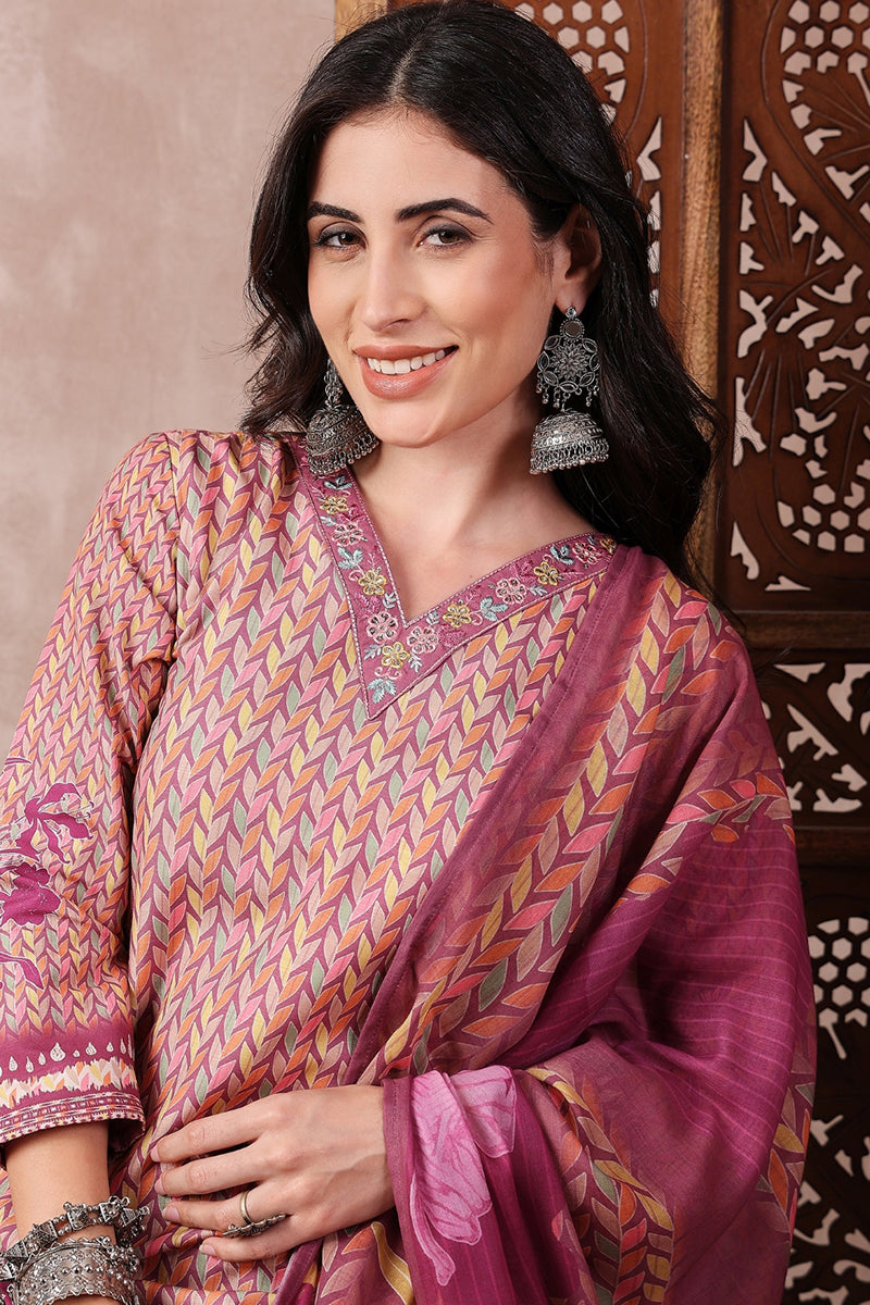 multi color silk blend floral printed straight trouser bottom suit set pkskd2544ppl