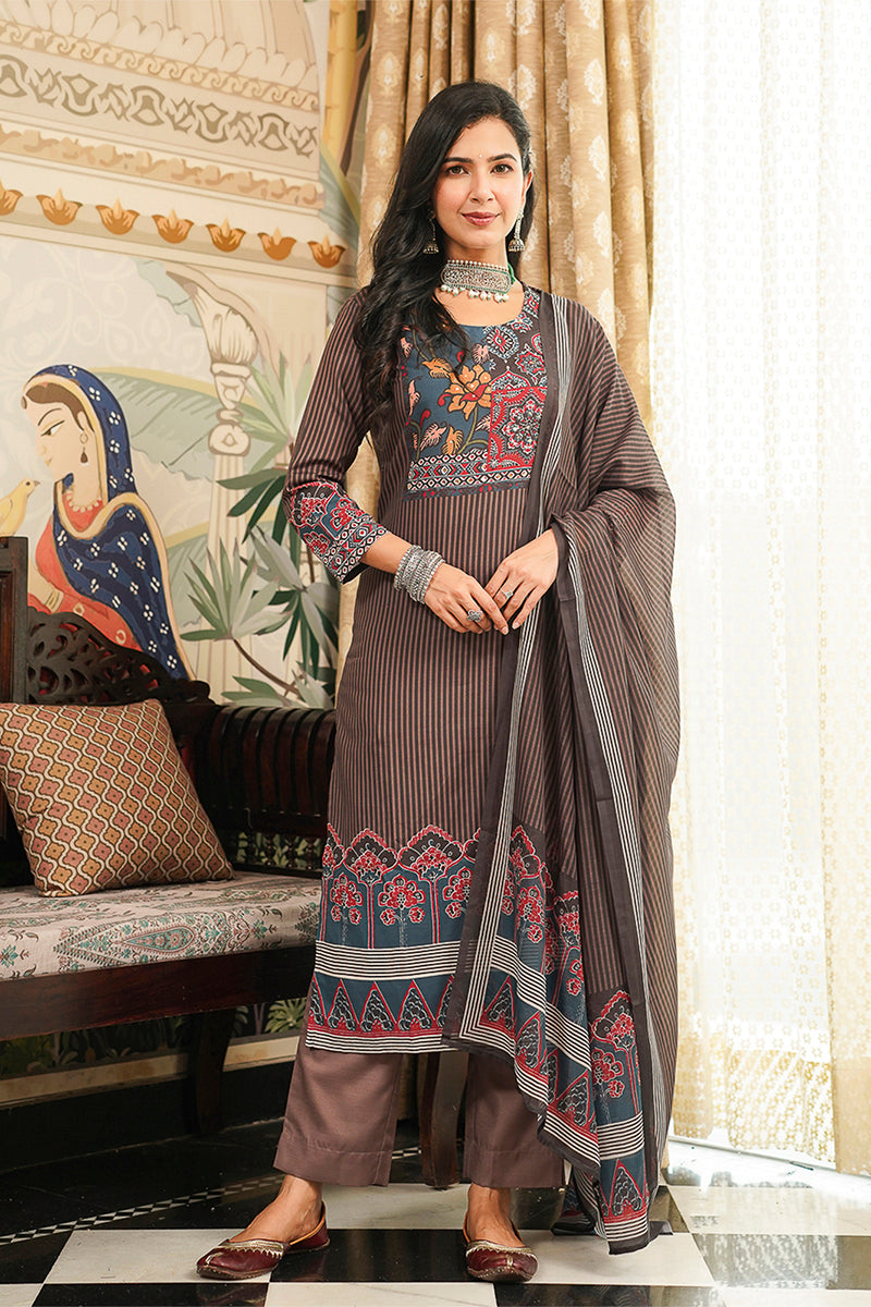 brown-rayon-blend-ethnic-motifs-printed-straight-kurta-trousers-with-dupatta-pkskd3072