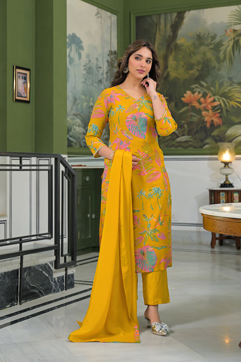mustard-viscose-rayon-embroidered-straight-kurta-trousers-with-dupatta-pkskd3161