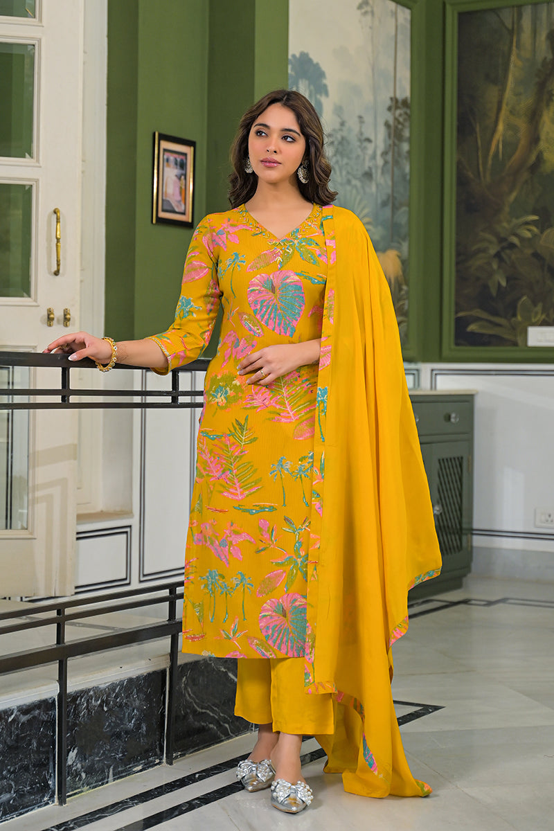 mustard-viscose-rayon-embroidered-straight-kurta-trousers-with-dupatta-pkskd3161