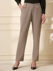 women relaxed slim fit formal trousers