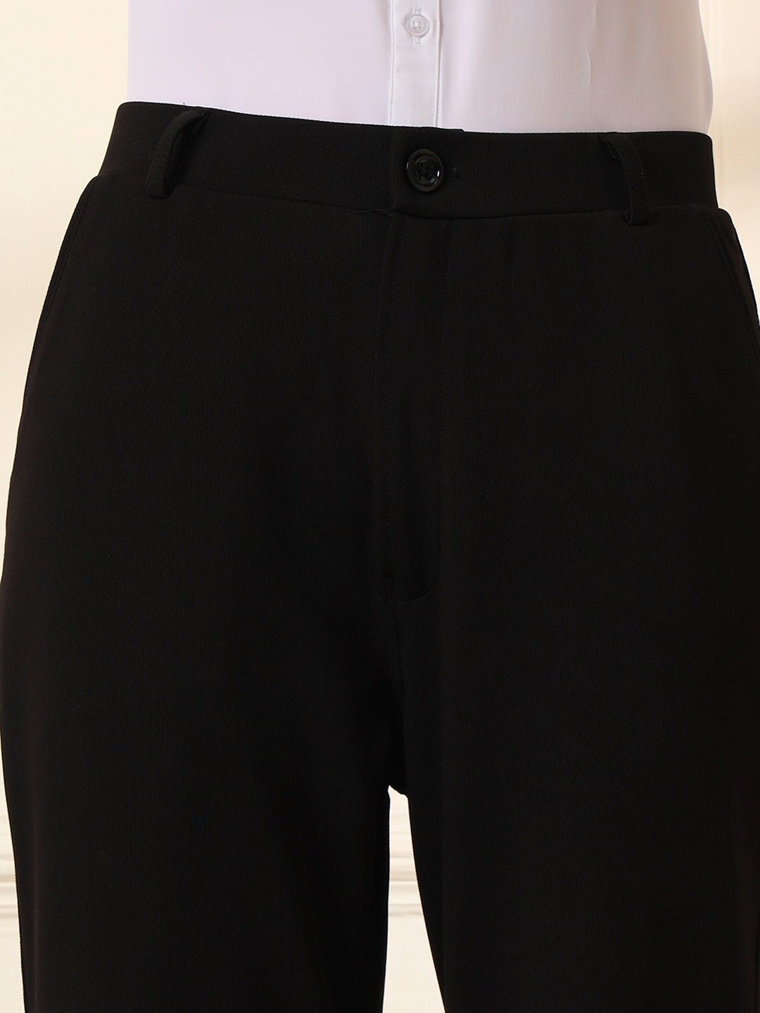 women relaxed slim fit formal trousers