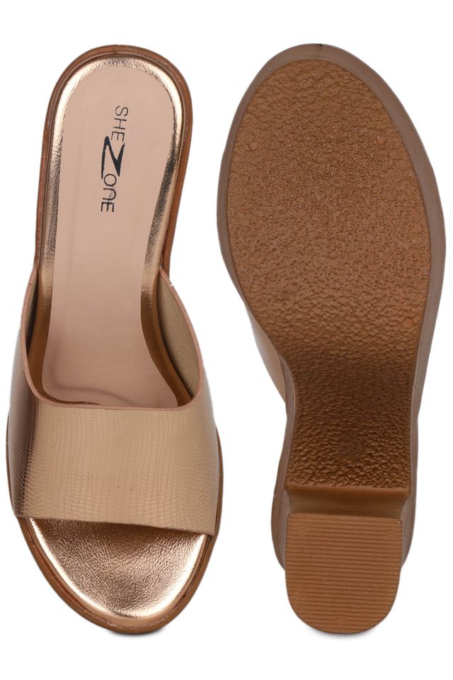Casual Peach Open Back 4 inches Block Heels