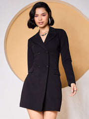 Zummer Black Double Breasted Blazer Dress