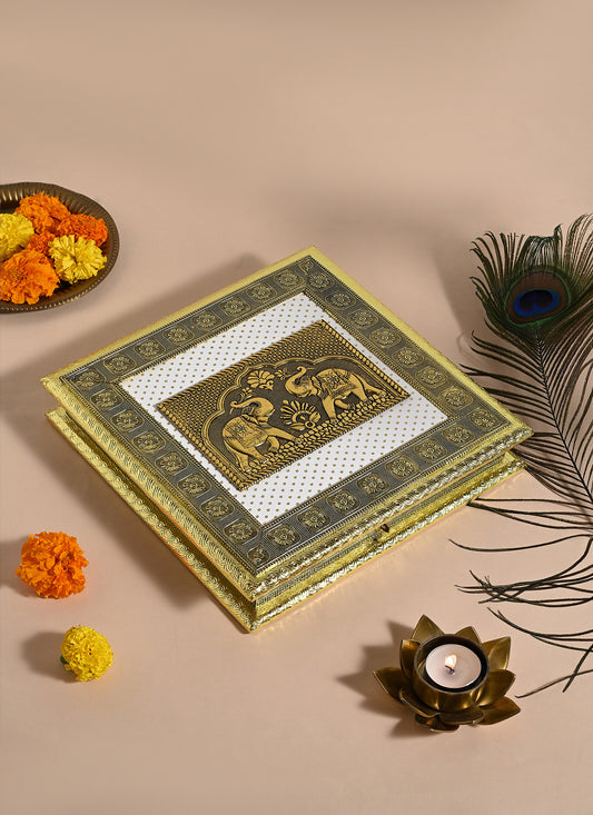 Gift Box Elephant Gold 10x10 1 Piece