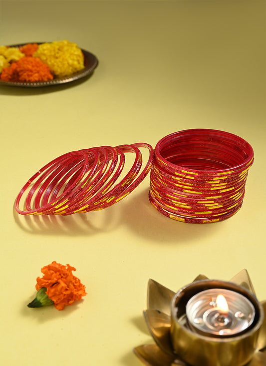 Bangles Glass Red 2.8 Inches 24pcs 1 Set