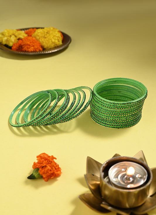 Bangles Stone Sea Green 2.6 Inches 12pcs 1 Set