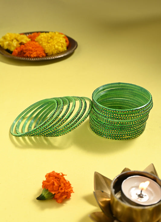 Bangles Stone Sea Green 2.8 Inches 12pcs 1 Set