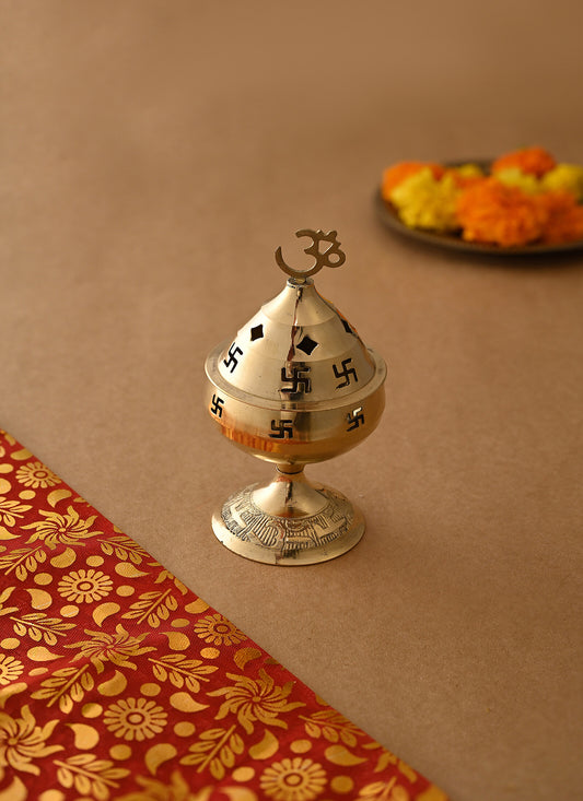 Akhand Diya Swastik Om Gold 15Cm 1 Piece