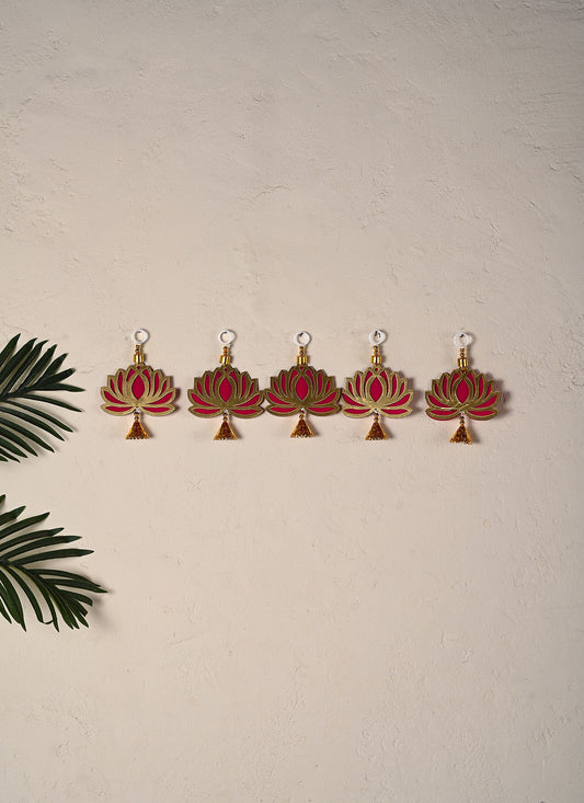 Hanging Lotus Jhumka Rani Gold Set Of 5 4x 6 Feet