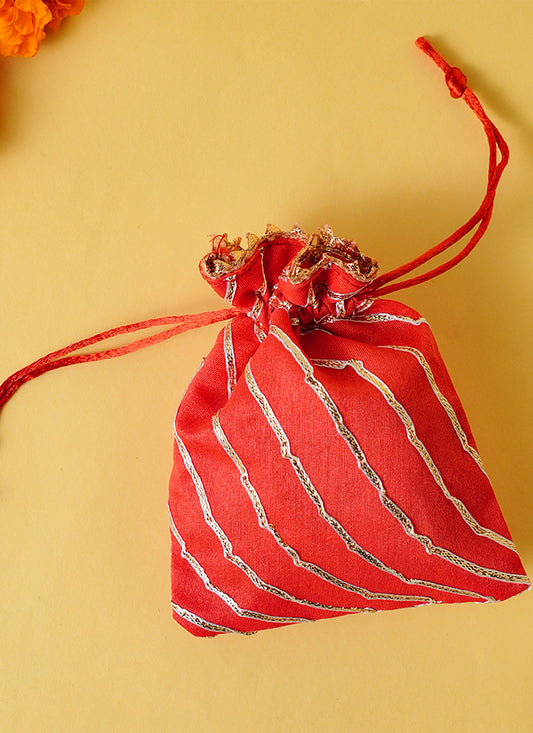 Potli Gota Patti Stripes Red 10X14 Centimeter 1 Piece