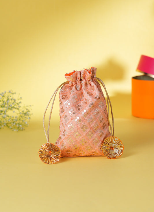 Batwa Sequin Peach 1pc 5x 7 Inches