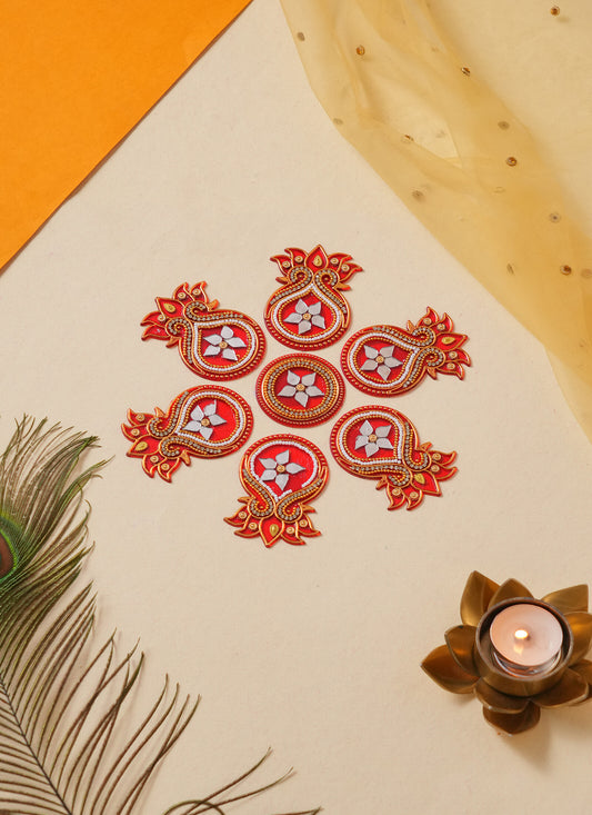 Rangoli Flower Red 1 Set