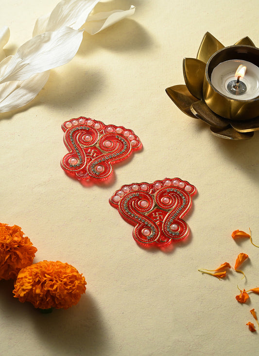 Pagla Laxmi Swastik Red 2 Inches 1 Pair