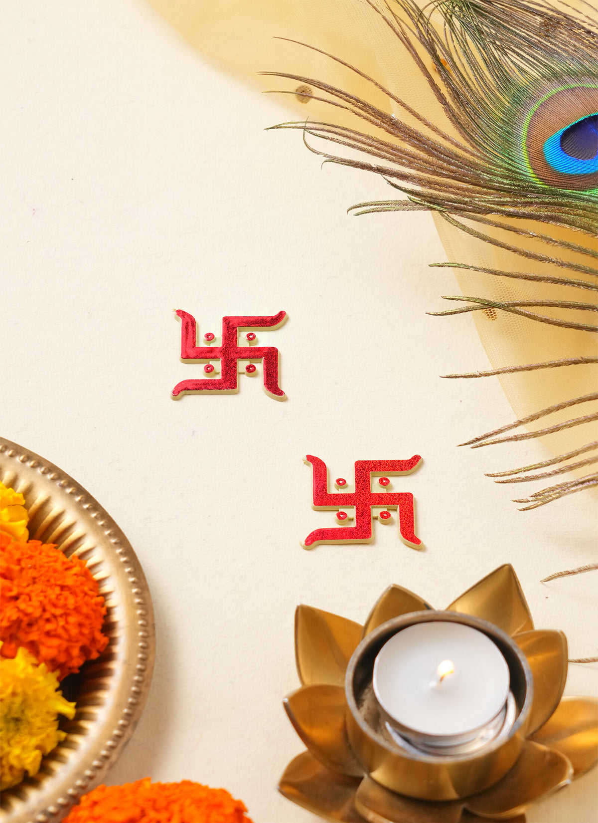 Sticker Swastik Red 1 Pair