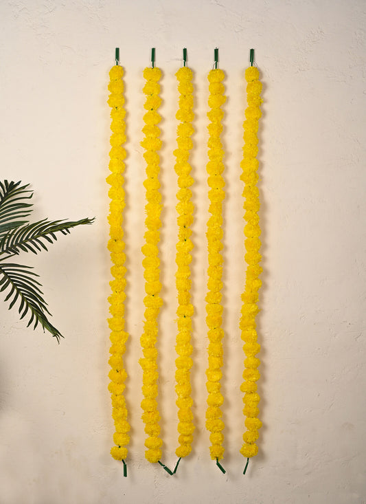 Latkan Pompom Marigold Yellow Set Of 5 4.5 Feet