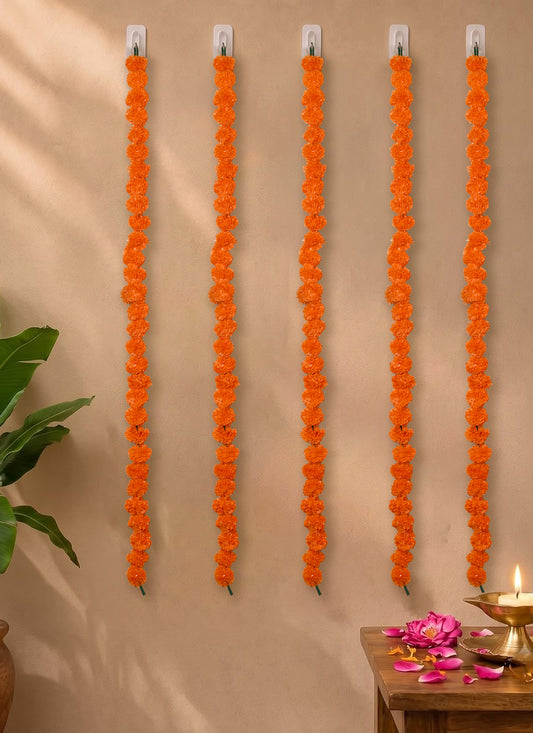 Latkan Pompom Marigold Mango Set Of 5 4.5 Feet