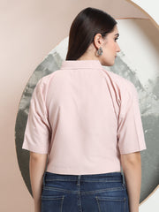 spread collar raglan sleeves regular fit casual crop shirt 3