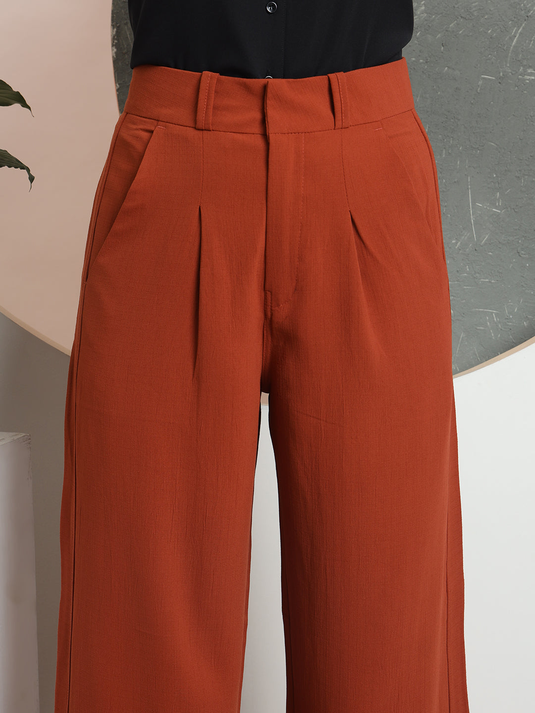 women relaxed flared high rise pleated formal trousers 2