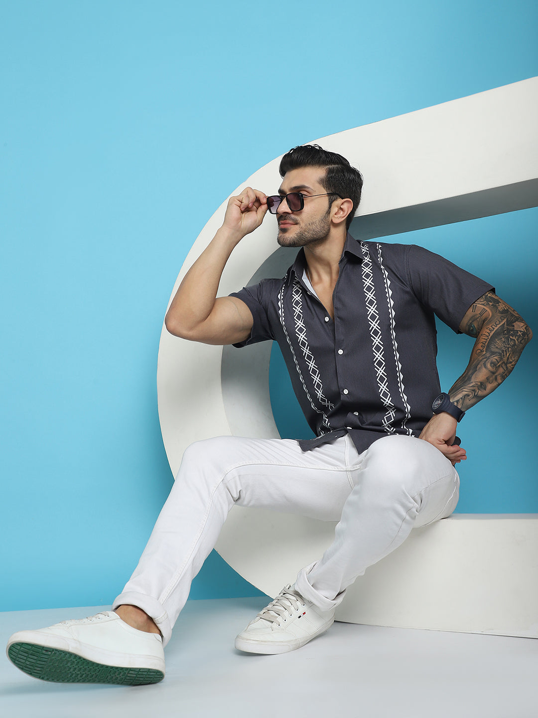 Printed Half Sleeve Lycra Shirt For Men