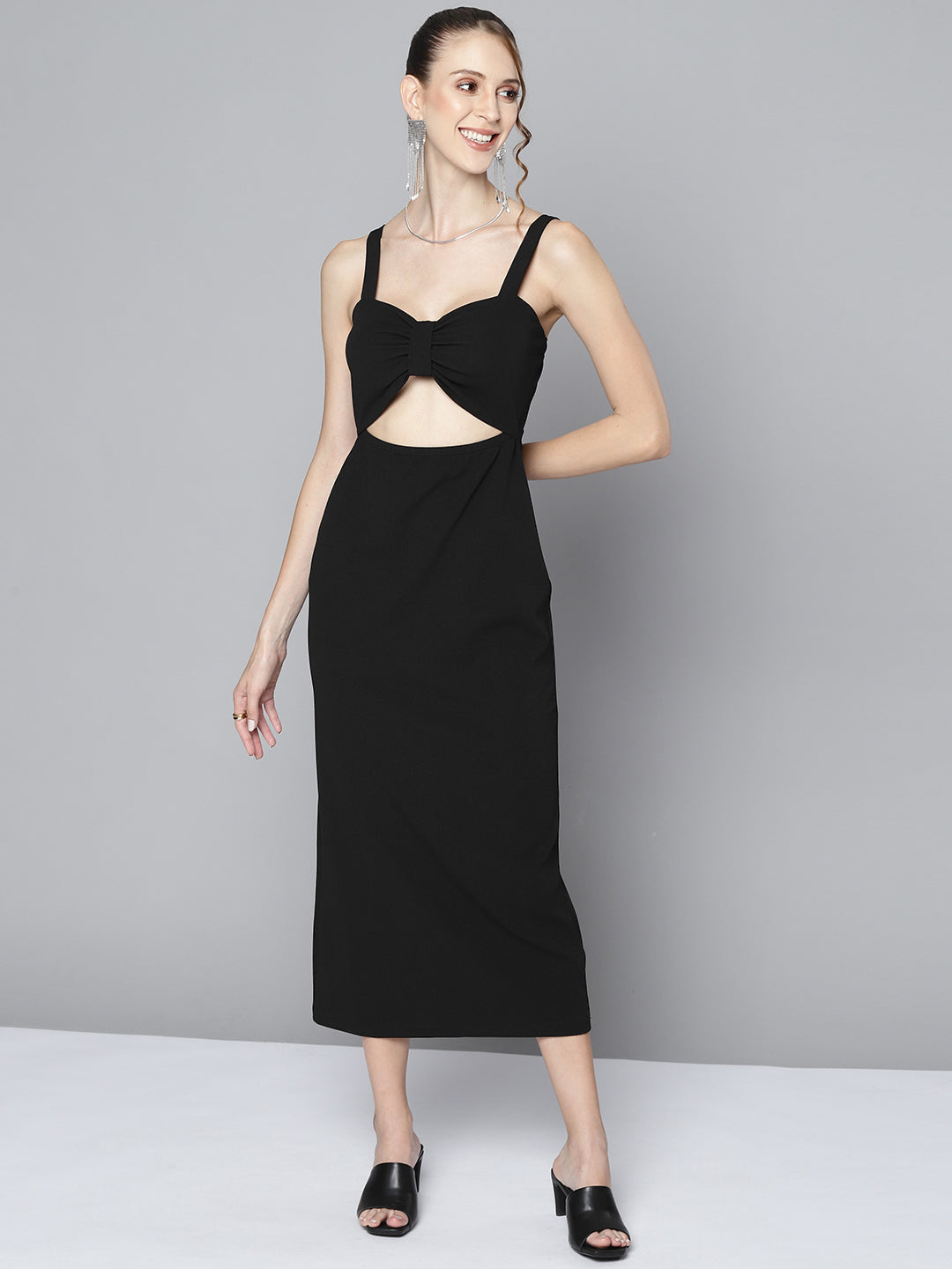 women black waist cut out bodycon dress sfdrss10725