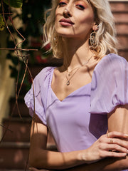 Women Lavender Sweetheart Neck Short Skater Dress