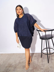 SASSAFRAS Curve - Women Navy Sequence Detail Bodycon Dress