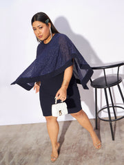 SASSAFRAS Curve - Women Navy Sequence Detail Bodycon Dress
