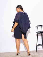 SASSAFRAS Curve - Women Navy Sequence Detail Bodycon Dress
