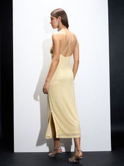 Women Yellow Sequin Strappy Maxi Dress