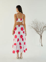 Women White Strappy Back Cut-Out Polka Maxi