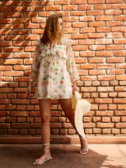 Women White Floral A-Line Short Dress