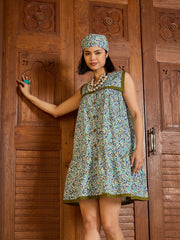 Women White Ditsy Floral Button Down Short Dress