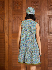 Women White Ditsy Floral Button Down Short Dress