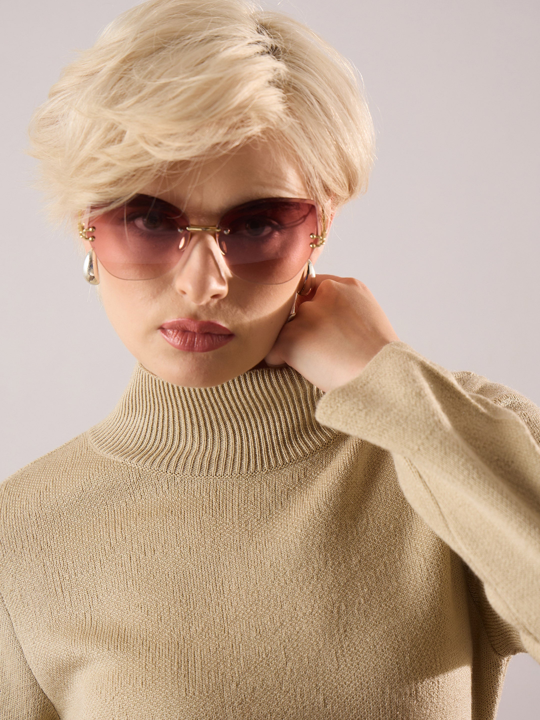 beige acrylic wool hem frindge detail midi dress sassafras