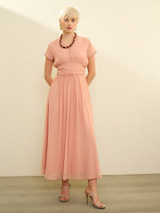 Pink Solid Cap Sleeves Maxi Dress SASSAFRAS