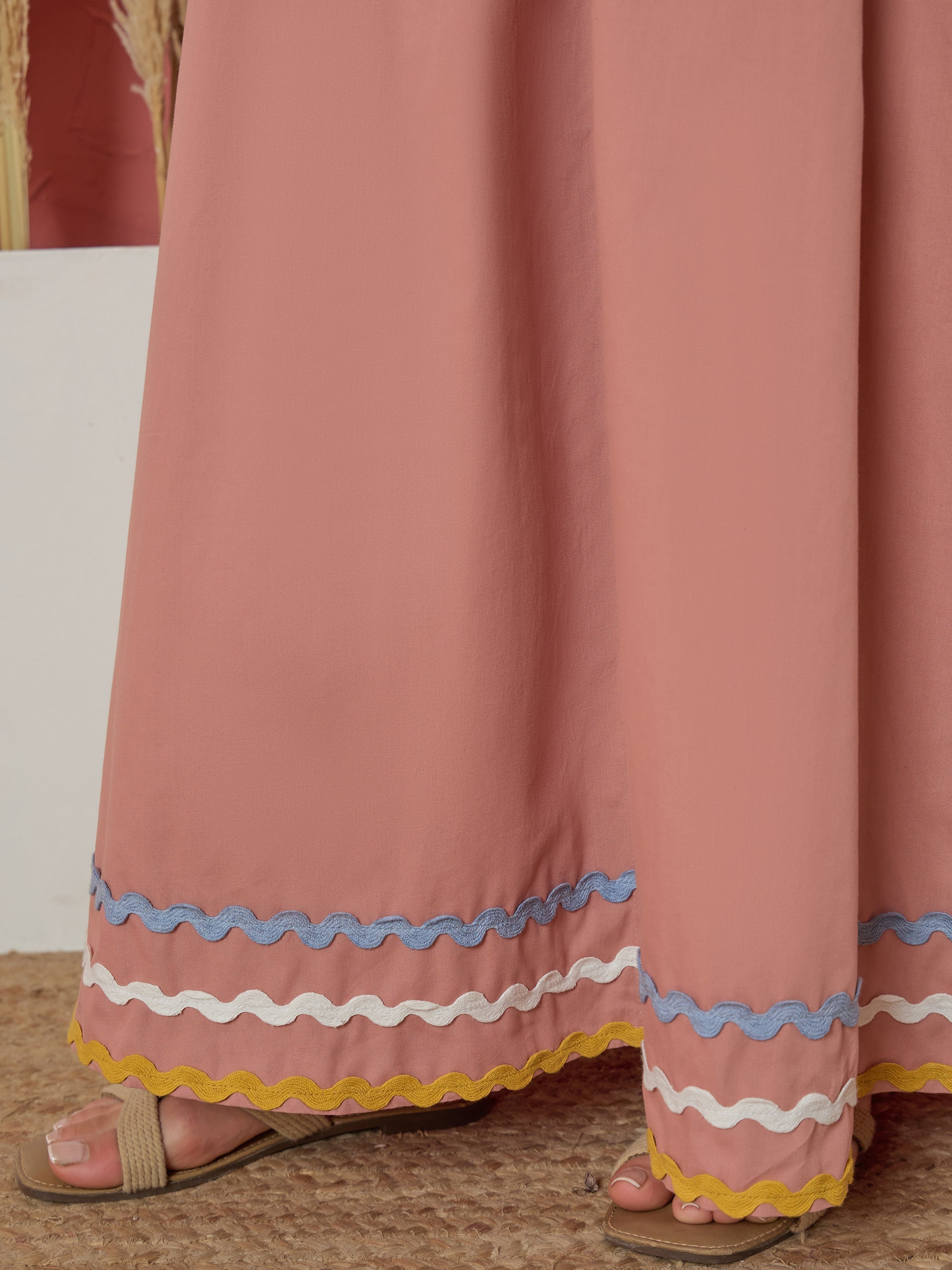 Women Onion Pink Ric Rac Lace Strappy Maxi Dress