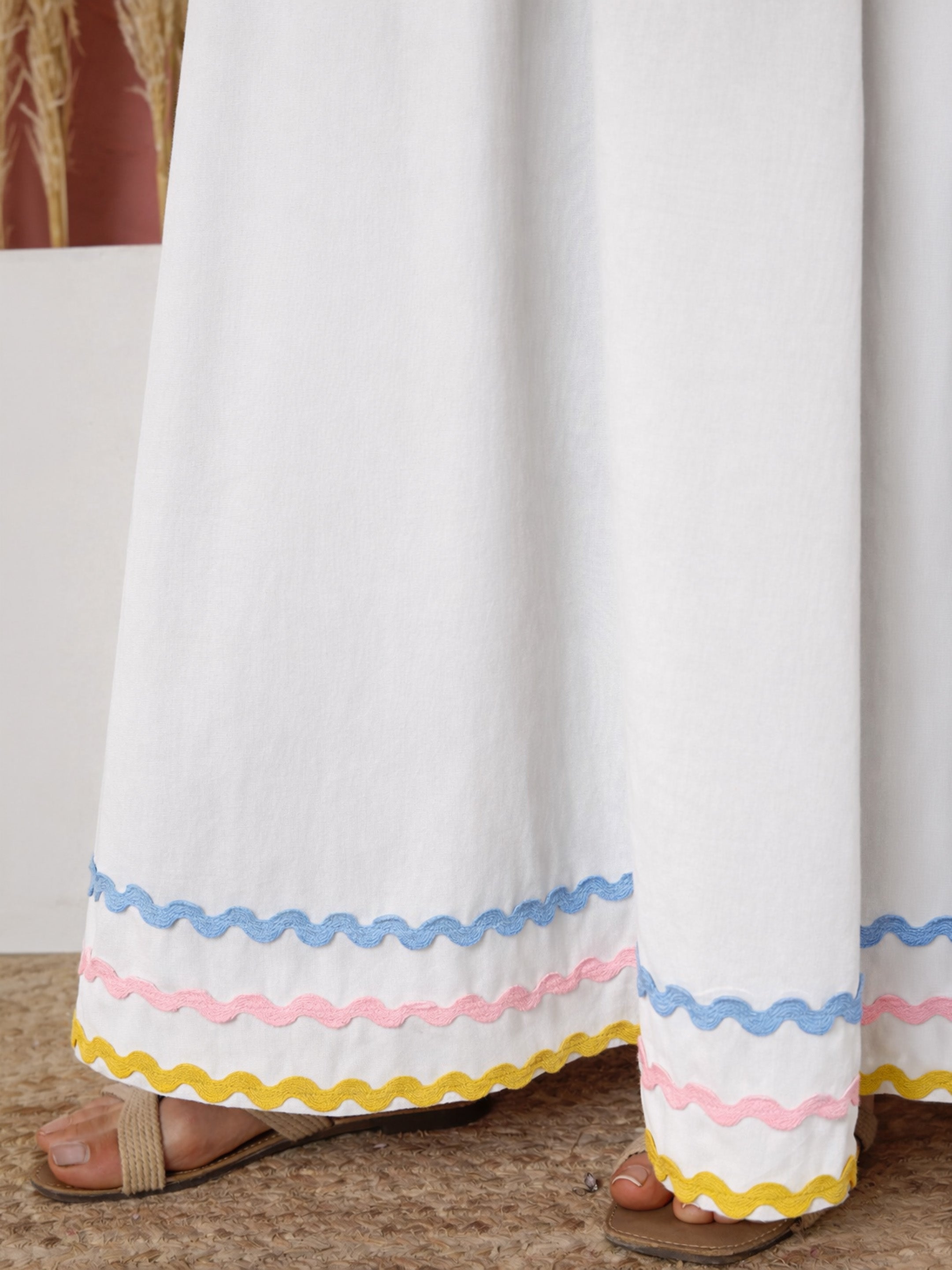 Women White Ric Rac Lace Strappy Maxi Dress