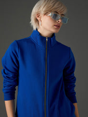 Royal Blue Fleece Front Zipper Jacket SASSAFRAS