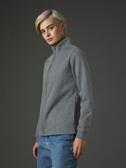 Dark Grey Fleece Front Zipper Jacket SASSAFRAS