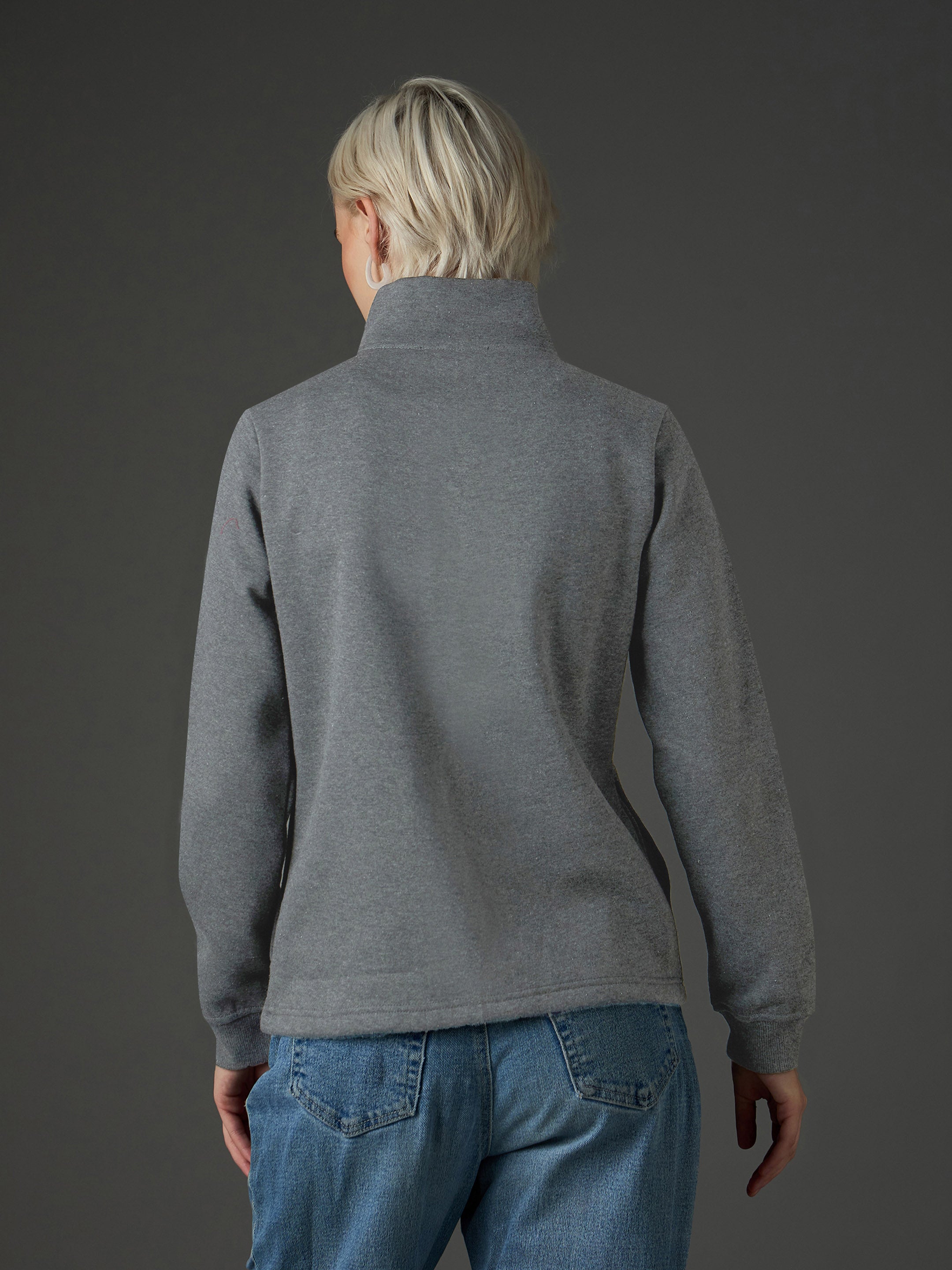 Dark Grey Fleece Front Zipper Jacket SASSAFRAS